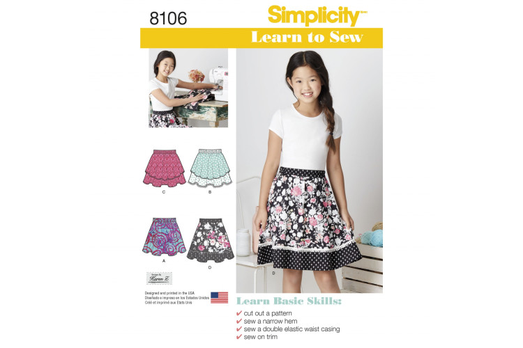 S8106 Learn To Sew Skirts for Girls and Girls Plus