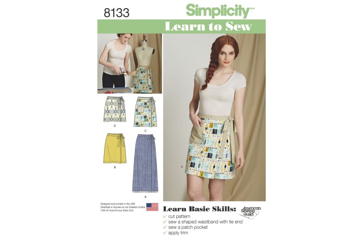S8133 Simplicity Pattern 8133 Misses' Learn to Sew Wrap Skirts