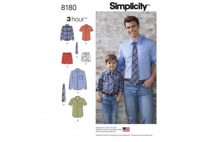 S8180 Boys' and Men's Shirt, Boxer Shorts and Tie