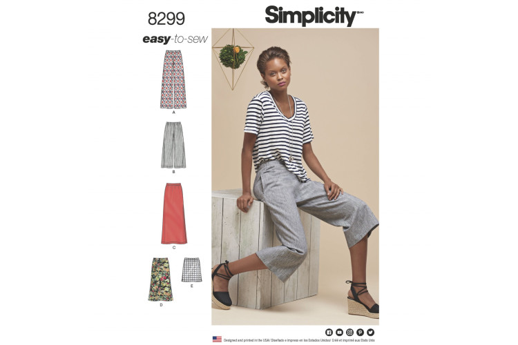 S8299 Misses' Skirts or trousers in various lengths