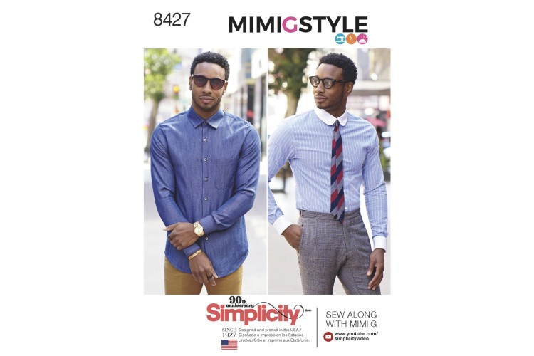 S8427 Men's Fitted Shirt with Collar & Cuff Variations by Mimi G