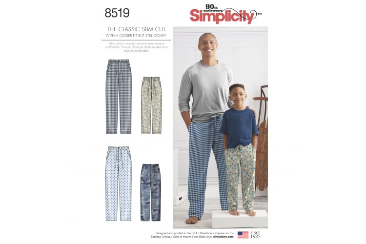 S8519 Boys' and Men's Slim Fit Lounge Trousers
