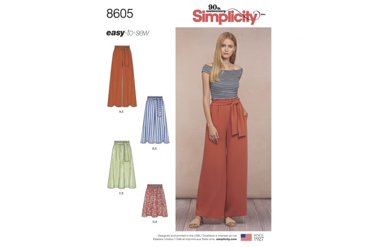 S8605 Misses' Pull on Skirt and Trousers