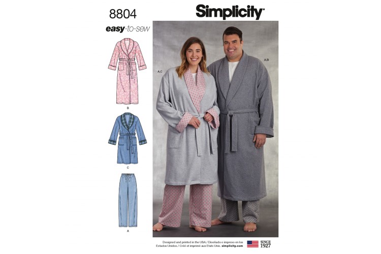 S8804 Women's and Men's Robe and Trousers