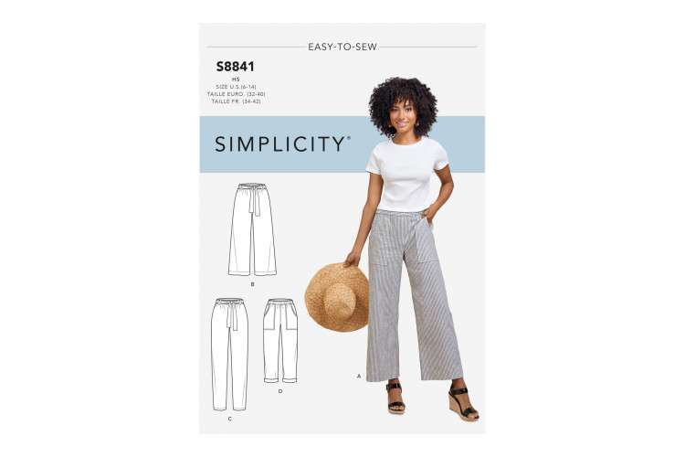 S8841 Misses' Wide or Slim Leg Pull-on Pants