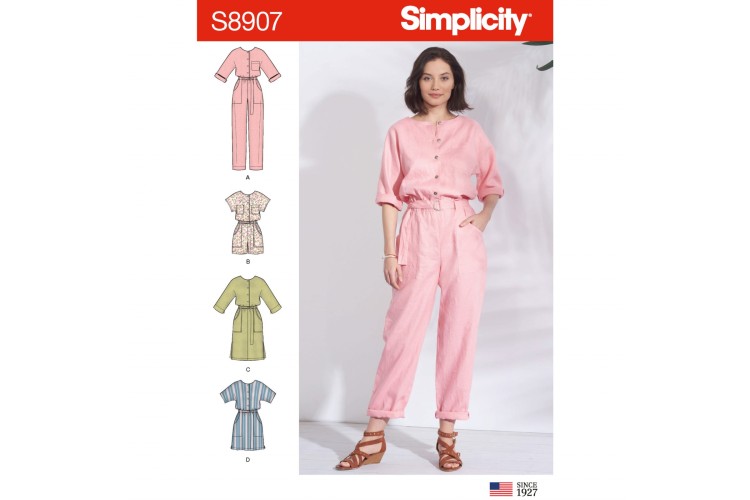 S8907 Misses' Jumpsuit, Romper, Dresses, and Belt