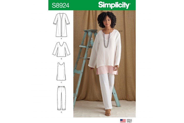 S8924 Misses' Jacket, Top, Tunic, and Pull-On Pants