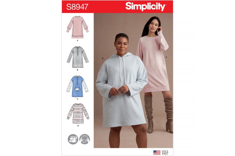 S8947 Knit Sweatshirt Mini Dresses