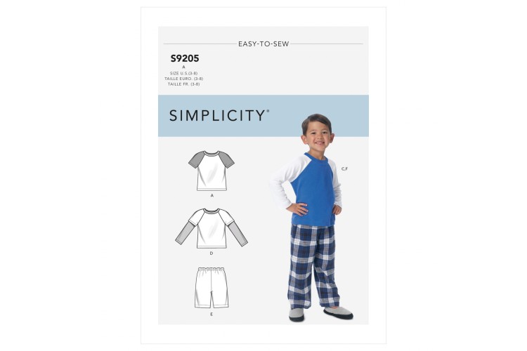 S9205 Children's/Boys' Raglan Sleeve Tops, Shorts and Trousers