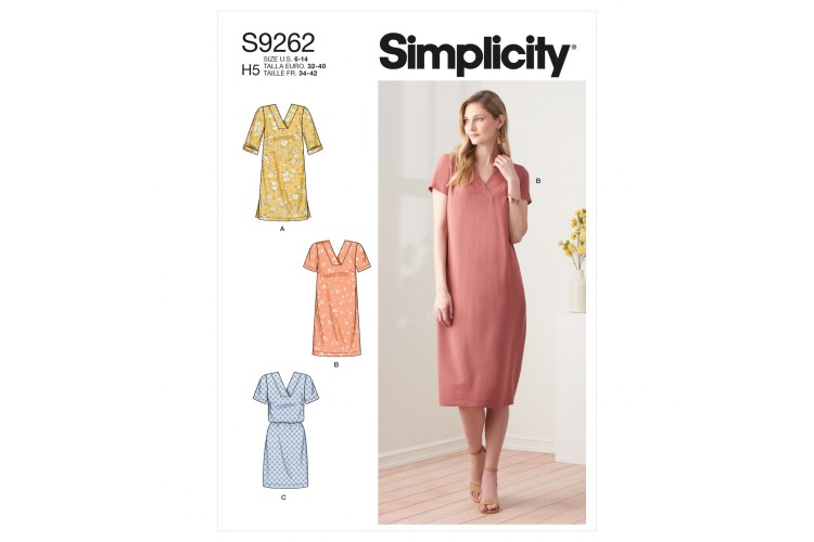 S9262 Misses' V-neckline Shift Dresses