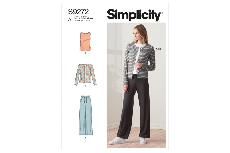 S9272 Misses' Knit Cardigan Top and Trousers