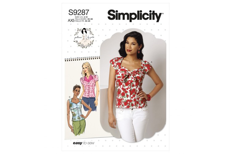 S9287 Misses' Sweetheart-Neckline Blouses