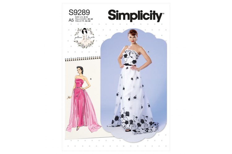 S9289 Misses' Strapless Dress, Detachable Train & Belt