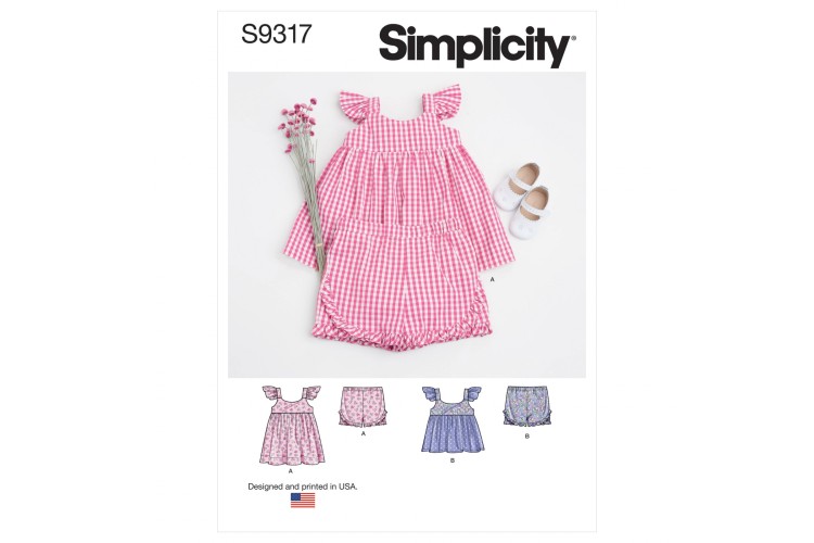 S9317 Babies' Dress, Top and Shorts