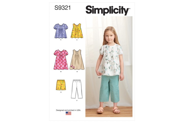 S9321 Children's Tucked Tops, Dresses, Shorts and Trousers