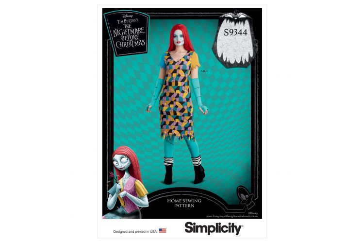  S9344 Misses' Nightmare Before Christmas Costume and Knit Face Mask