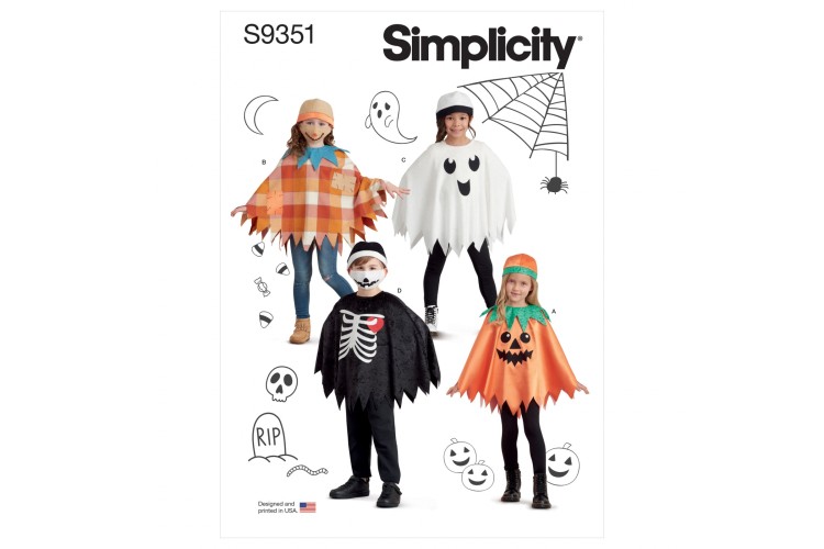 S9351 Children's Poncho Costumes, Hats and Face Masks