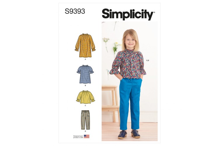 S9393 Children's Dress, Tunic, Top and Trousers