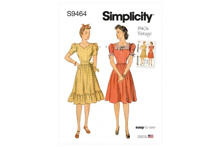 S9464 Misses' 1940s Vintage Dress
