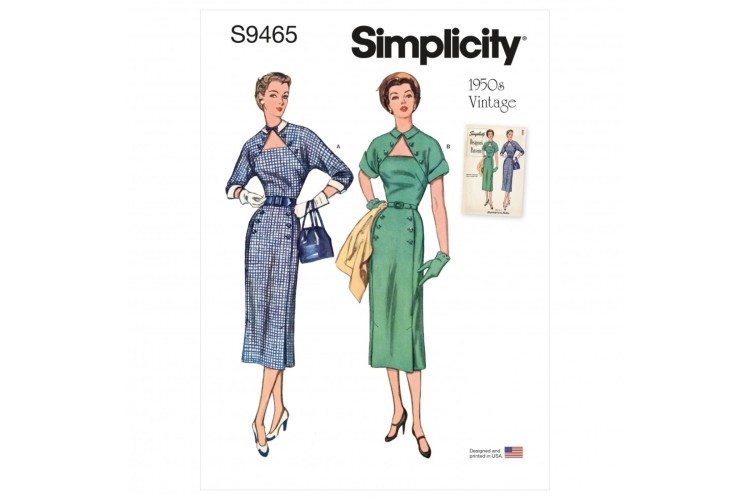 S9465 Misses' 1950s Vintage Dress