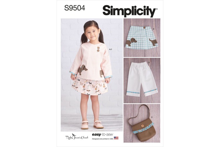 S9504 Children's Jacket, Skirt, Cropped Trousers and Bag
