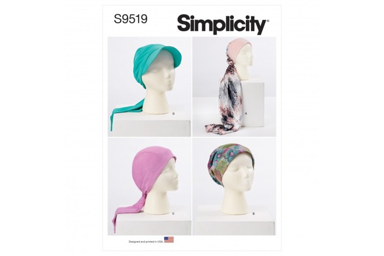S9519 Simplicity Misses Headwrap and Hats