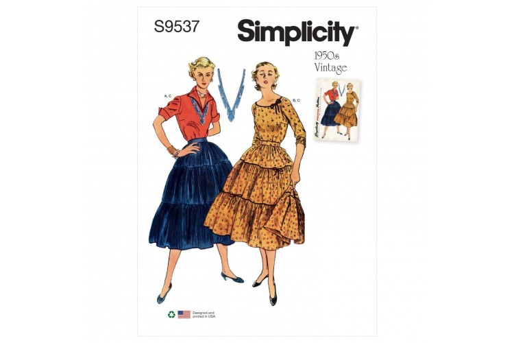 S9537 Simplicity Misses Blouses and Skirt