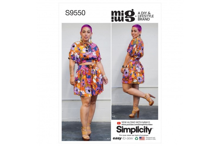 S9550 Simplicity Misses Tops, Skirt and Shorts