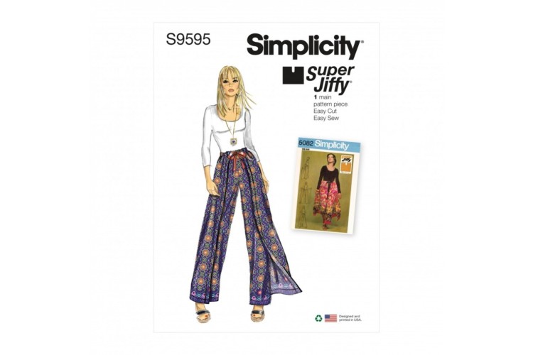 S9595 Simplicity Misses' Super Jiffy Wrap and Tie Pantskirt