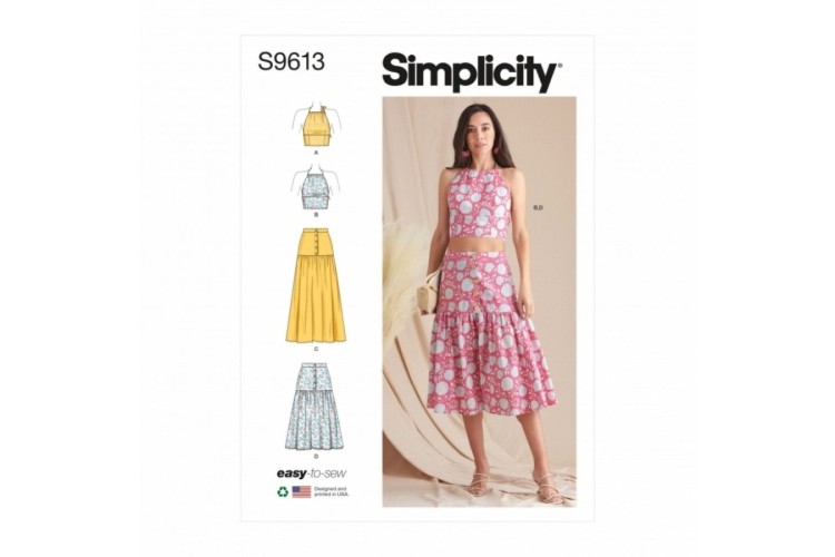 S9613 Simplicity Misses' Top and Skirts