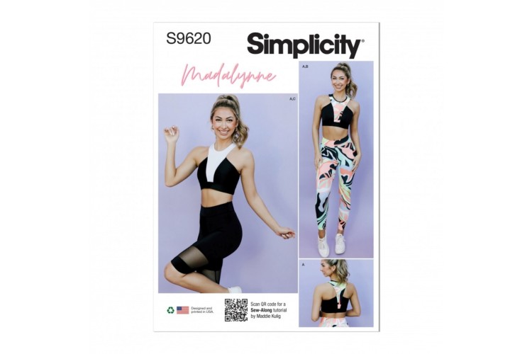 Simplicity S9620 Misses' and Women's Knit Sports Bra, Leggings and Bike Shorts by Madalynne Intimates
