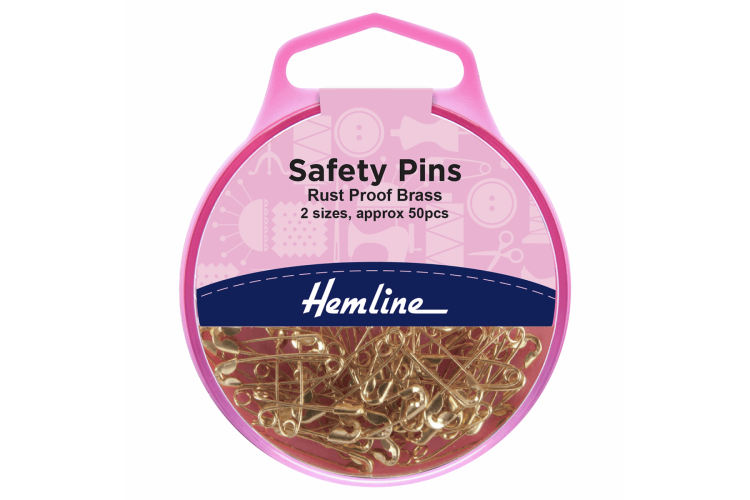 Safety Pins, 19 & 23mm, Brass, 50 Pieces