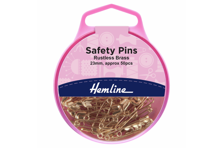 Safety Pins, 23mm, Brass, 50 Pieces
