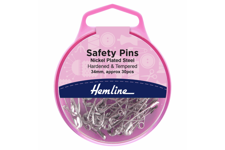 Safety Pins, 34mm, Nickel, 30 Pieces