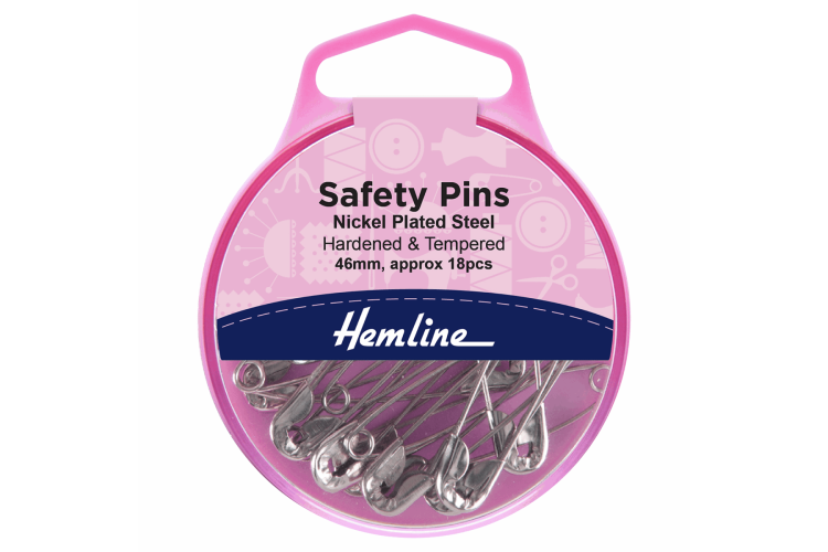 Safety Pins, 46mm, Nickel, 18 Pieces