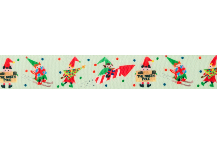 Santa's Elves Mint Ribbon 25mm