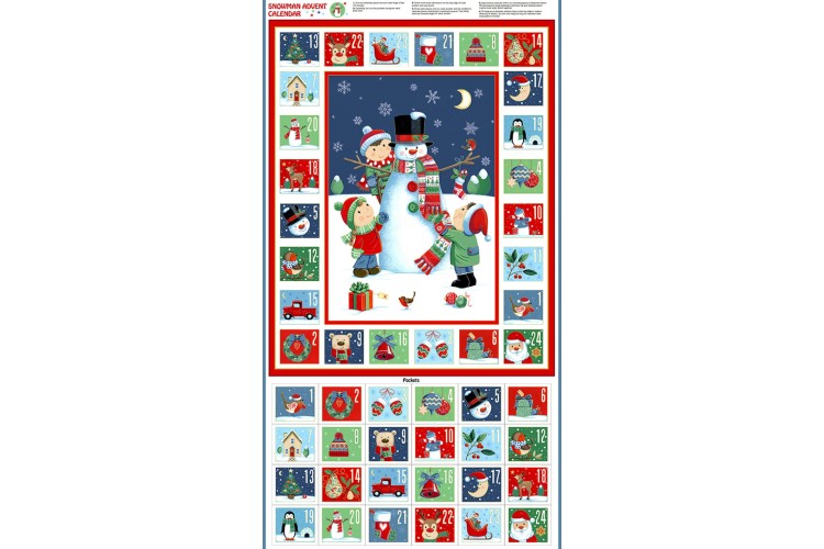 Santas Christmas by Makower UK - Advent Calendar 60cm x 112cm 100% Cotton
