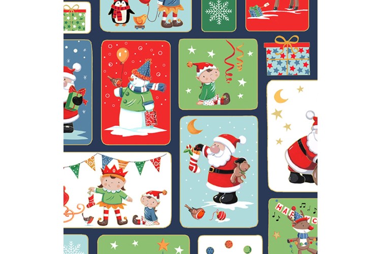 Santas Christmas by Makower UK - Santa Block 112cm Wide 100% Cotton 
