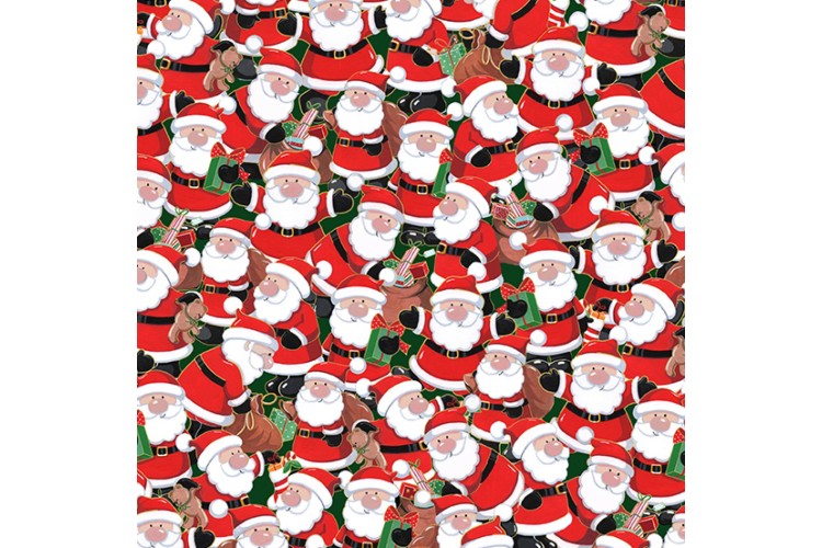 Santas Christmas by Makower UK - Santa Crowd 112cm Wide 100% Cotton 