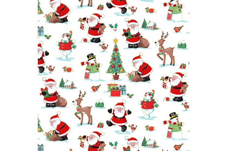 Santas Christmas by Makower UK - Scenic 112cm Wide 100% Cotton 