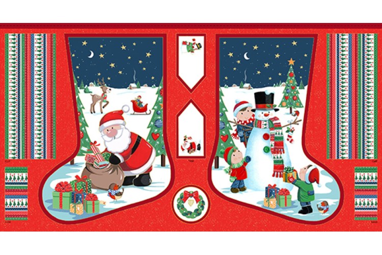 Santas Christmas by Makower UK - Stocking Panel 60cm x 112cm 100% Cotton