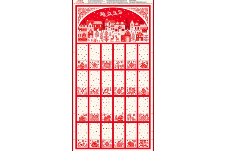 Scandi 2023 by Makower UK - Advent Calendar 60cm x 112cm 100% Cotton