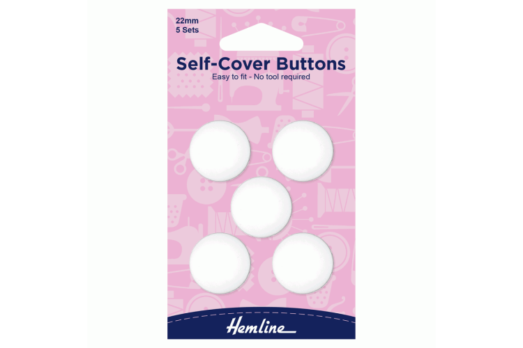 Self-Cover Buttons, Nylon, 22mm, 4 sets