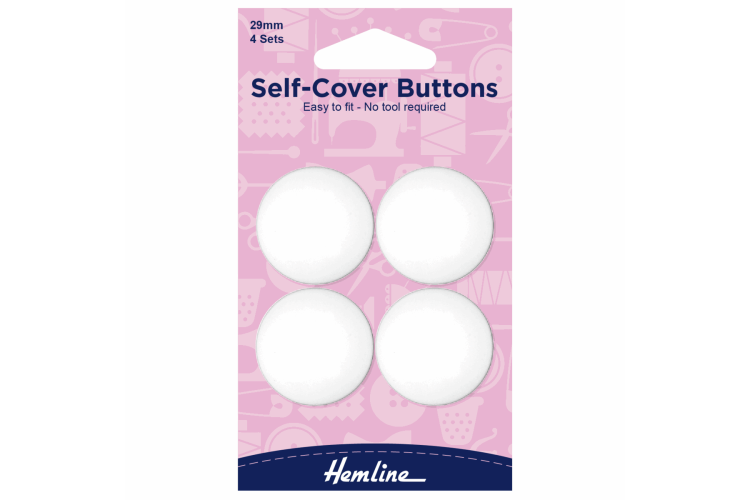 Self-Cover Buttons, Nylon, 29mm, 4 sets