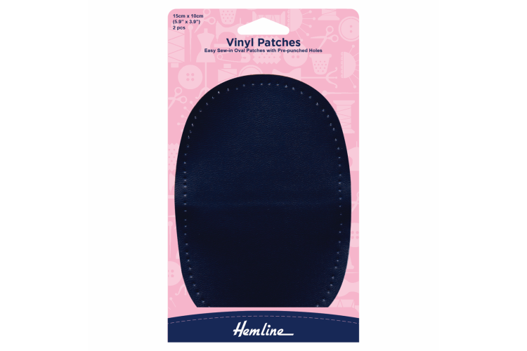 Sew-in Vinyl Patches: Navy, 10 x 15cm