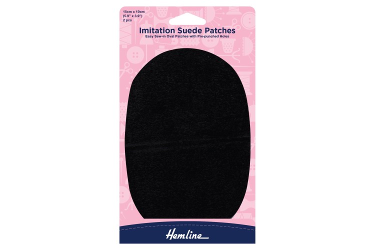 Sew-on Imitation Suede Patches, Black - 10 x 15cm