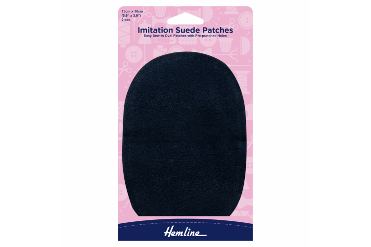 Sew-on Imitation Suede Patches, Navy - 10 x 15cm
