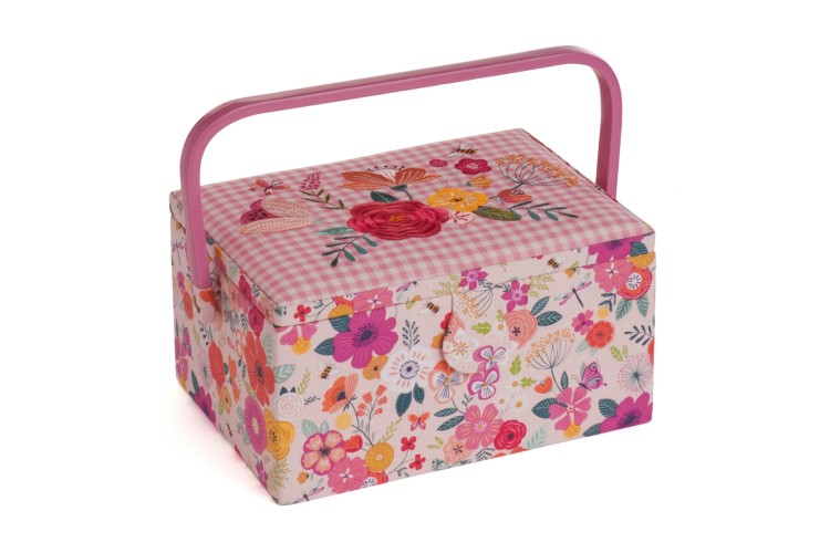 Sewing Box - Medium - Embroidered Design - Floral Garden