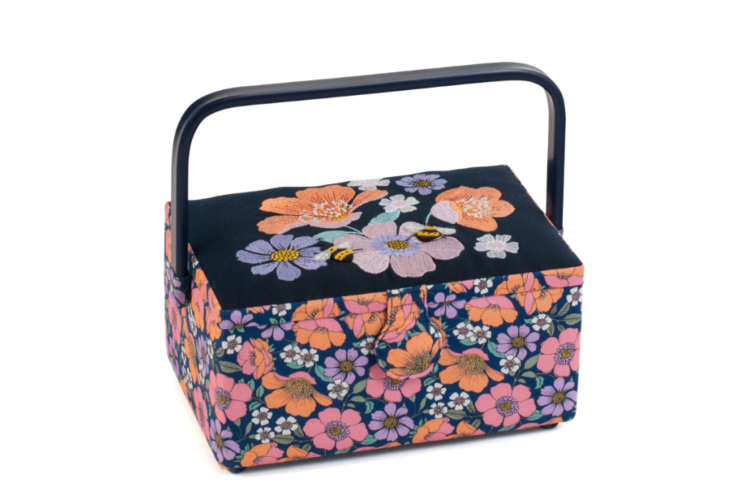 Sewing Box (M) Embroidered - Garden Serenade