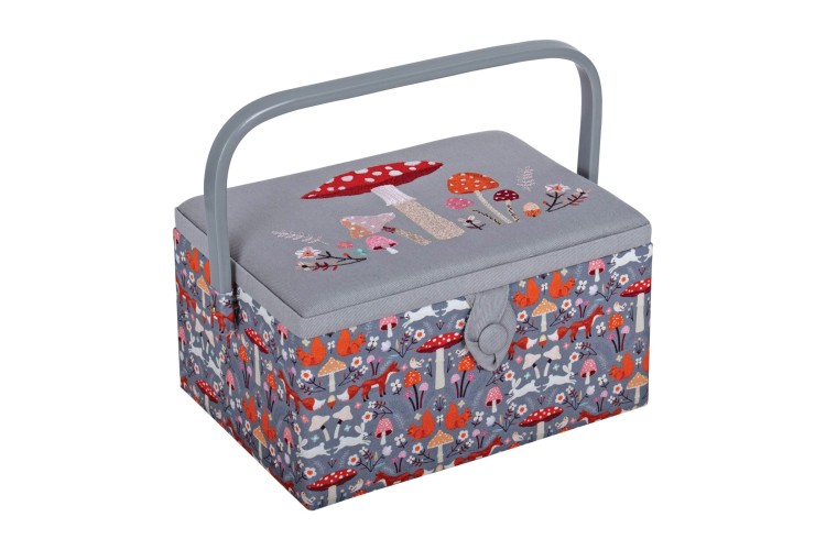 Sewing Box (M) Embroidered Lid - Woodland Toadstool